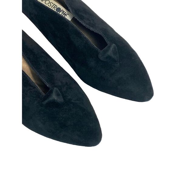 Vintage 90s Apostrophe Black Suede Geometric Pumps - Size 7M - Picture 3 of 7